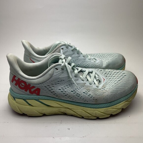 Hoka One One Women's Clifton 7 1110509 Light Green Yellow Sneaker Shoes Size 7.5 - Picture 1 of 11